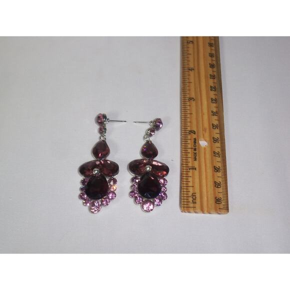 Purple necklace set, statement wedding MOB party prom formal ballroom necklace - Picture 5 of 6